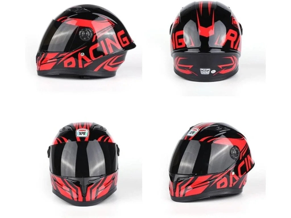 Detská prilba Fullface Racing čierno-červená – foto 2