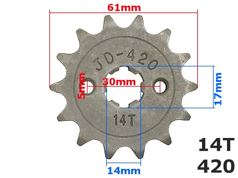Predné ozubené koliesko 420 – 14 zubov (pitbike, ATV 125)